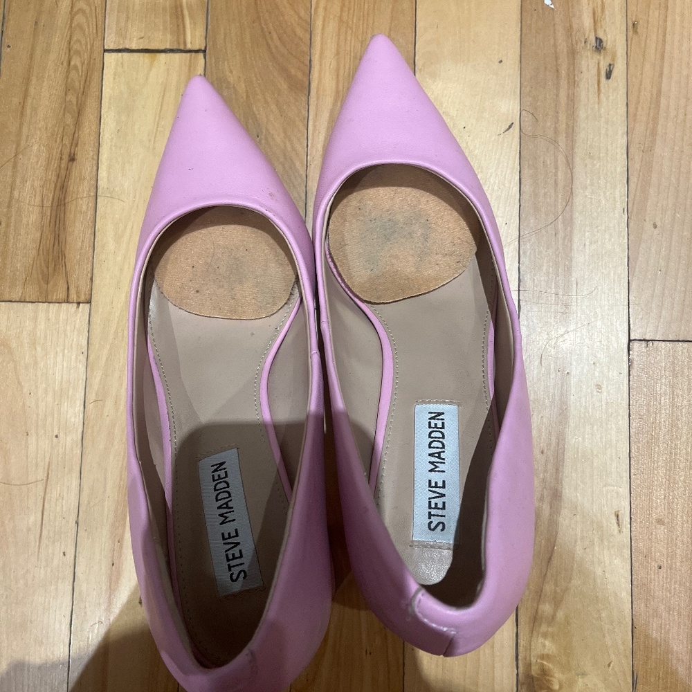 Steve Madden block heels in pink with pointed toes